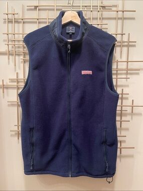 Vineyard Vines Navy Zip-Up Fleece Vest